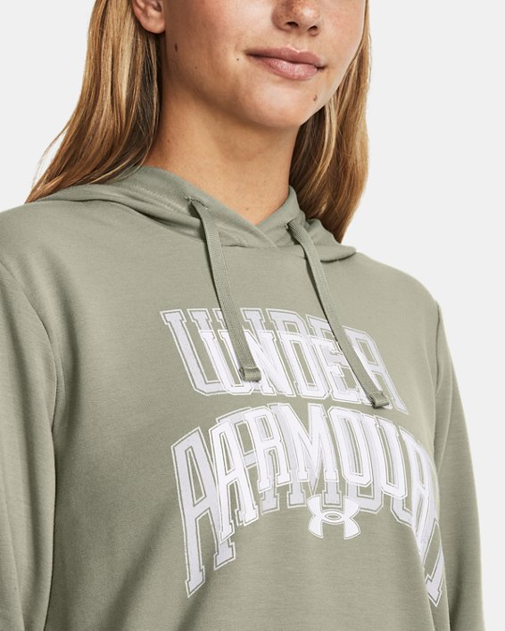 Women's UA Rival Terry Graphic Hoodie in Green image number 3